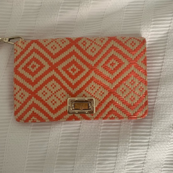 Orange and Tan Woven Clutch Wristlet - Picture 2 of 4